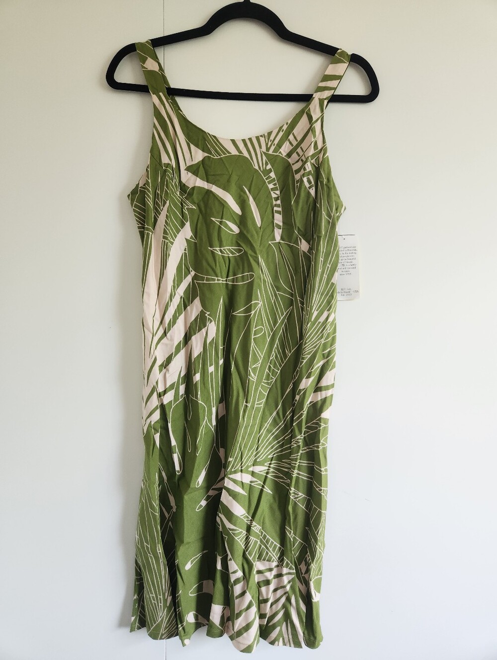 Puanani Made in Hawaii Tropical Palm Print Midi Dress NWT Size L